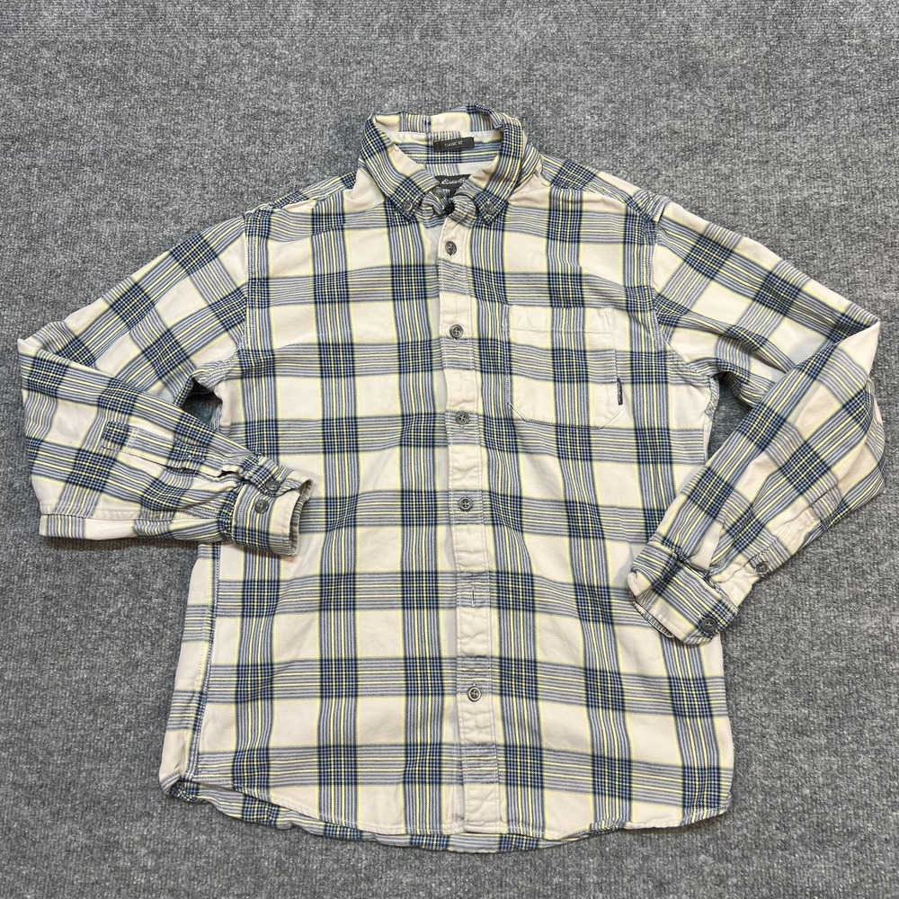 Eddie Bauer Shirt Mens Small Multicolor Plaid Flannel Button Front Long Sleeve